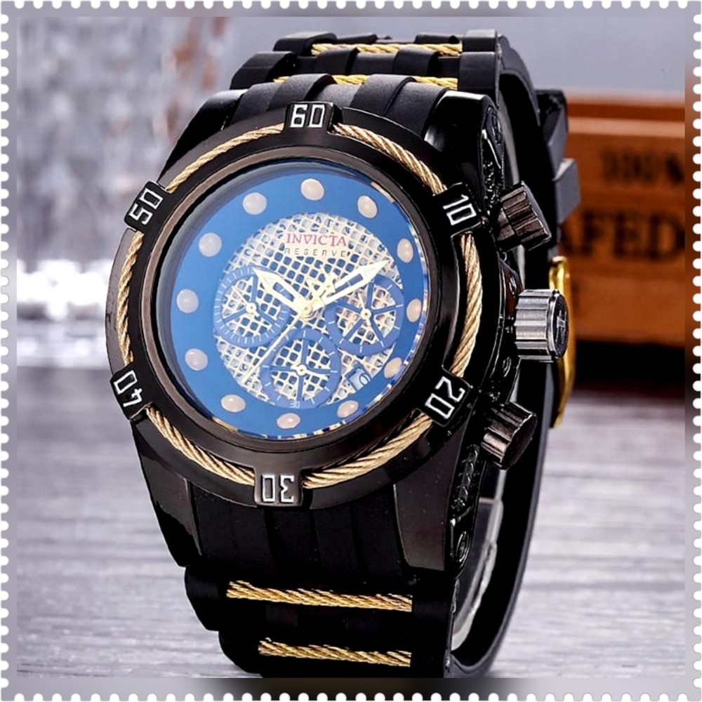 INVICTA RESERVE GOLD TONE TRIM MENS WATCH